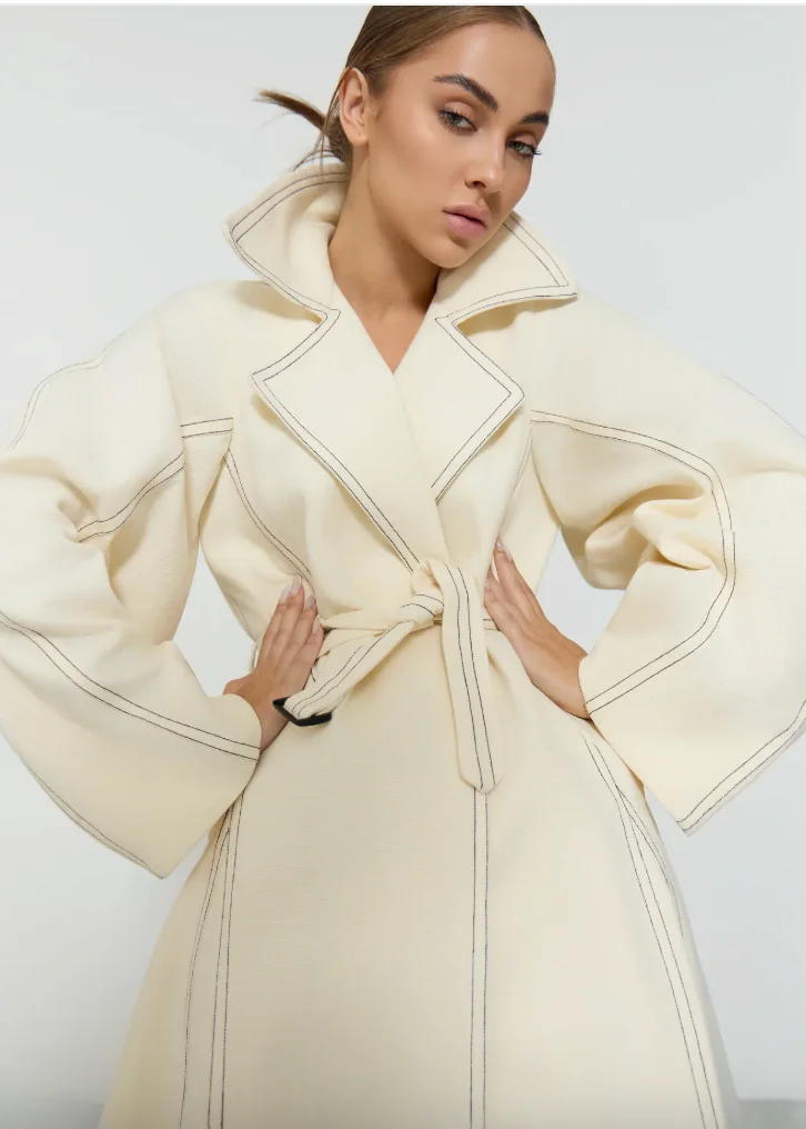 OVERSIZED SLEEVE TRENCH COAT BY DESIGNER MONA ALSHEBIL